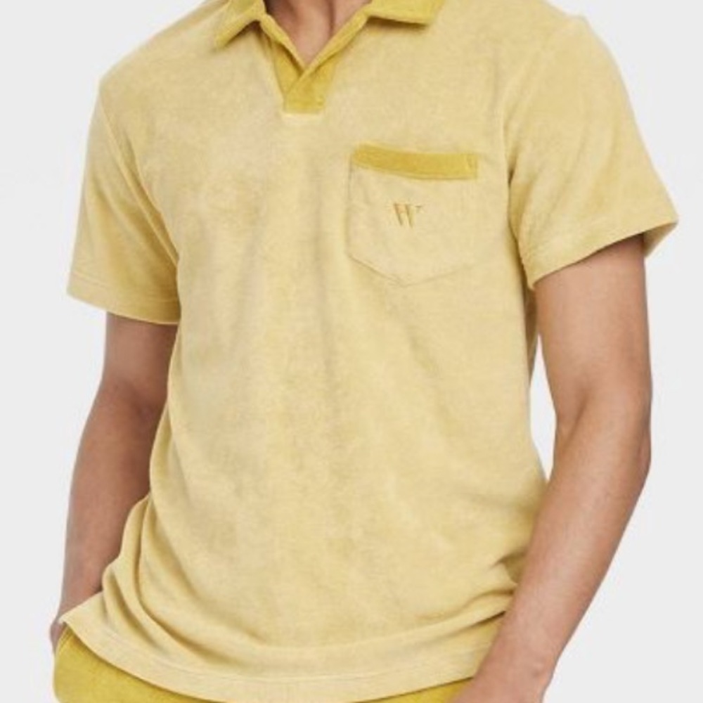 Target & Houston White Yellow Polo Shirt new size small